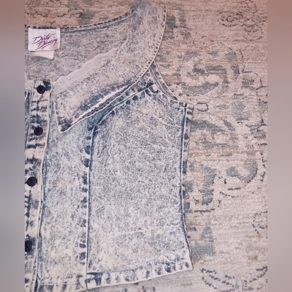 Vintage Dirty Dancing 1987 Acid washed Crop Sleeveless denim vest  small - Picture 4 of 15